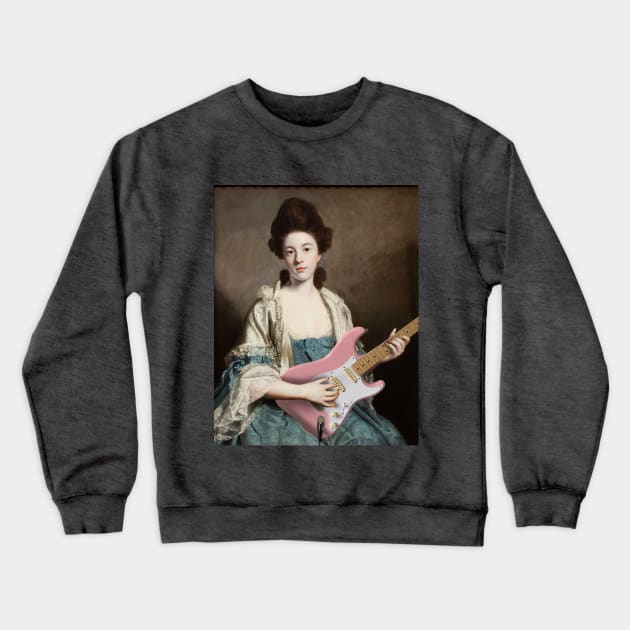 Girl with Guitar - Moody Maximalism Oil Painting Crewneck Sweatshirt by thejamestaylor